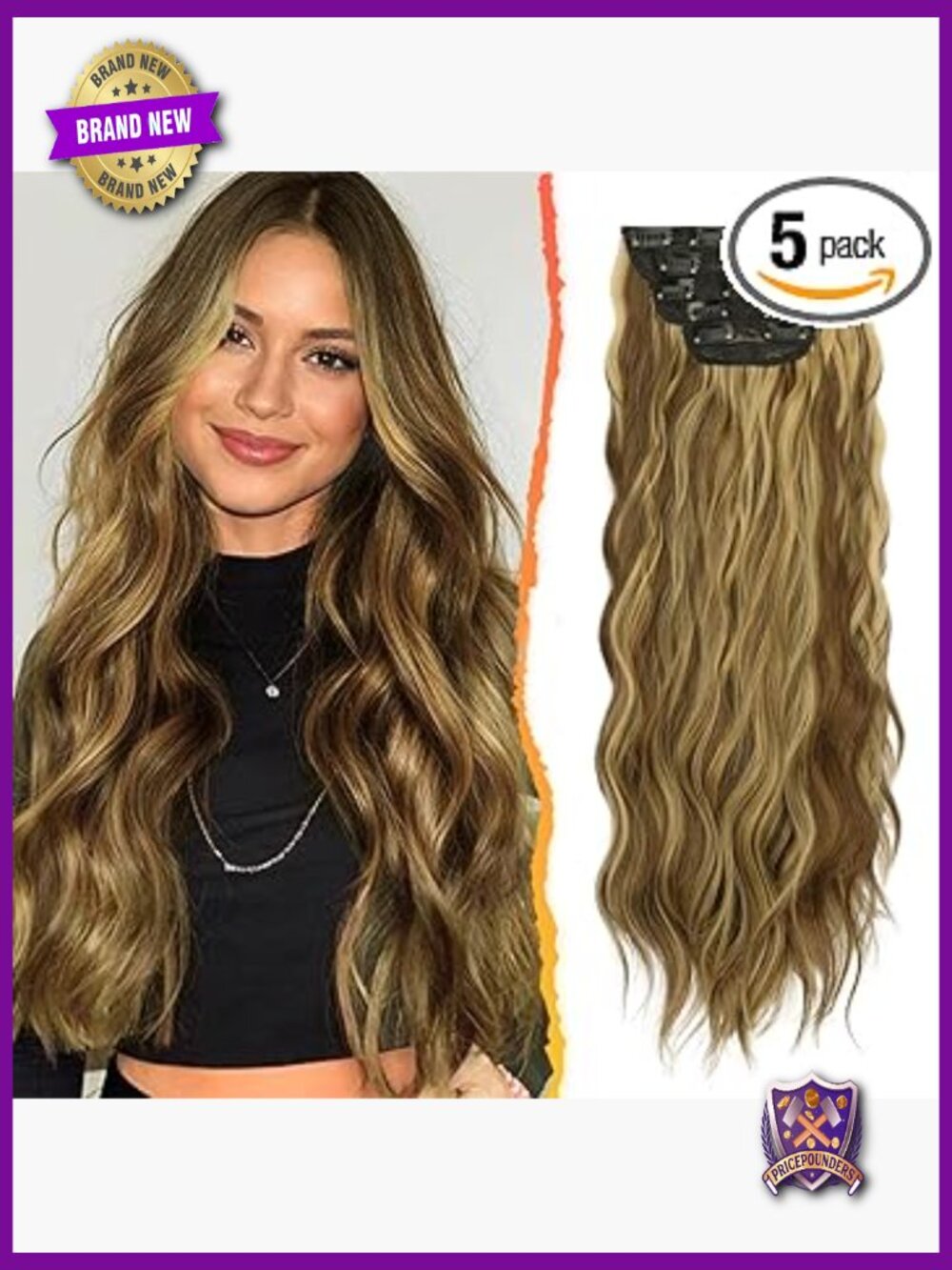 20" Wavy Clip in Hair Extensions 5Pcs Thick Synthetic Heat Resistant Instant